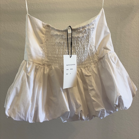 NWT BLENCA Girl-Core, Feminine Peplum Bubble Cropped Strapless Top - Picture 8 of 9